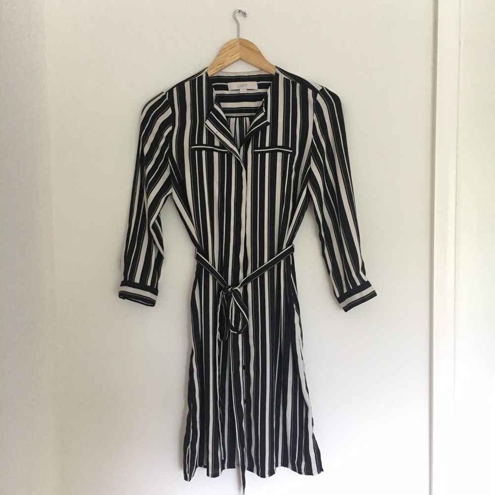 Loft button down striped dress